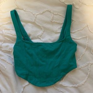 urban outfitters turquoise/emerald green corset tank